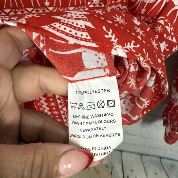 Simon Banks Christmas Shirt Mens XL 17.5 Button Up Long Sleeve Reindeer Red - Picture 5 of 8